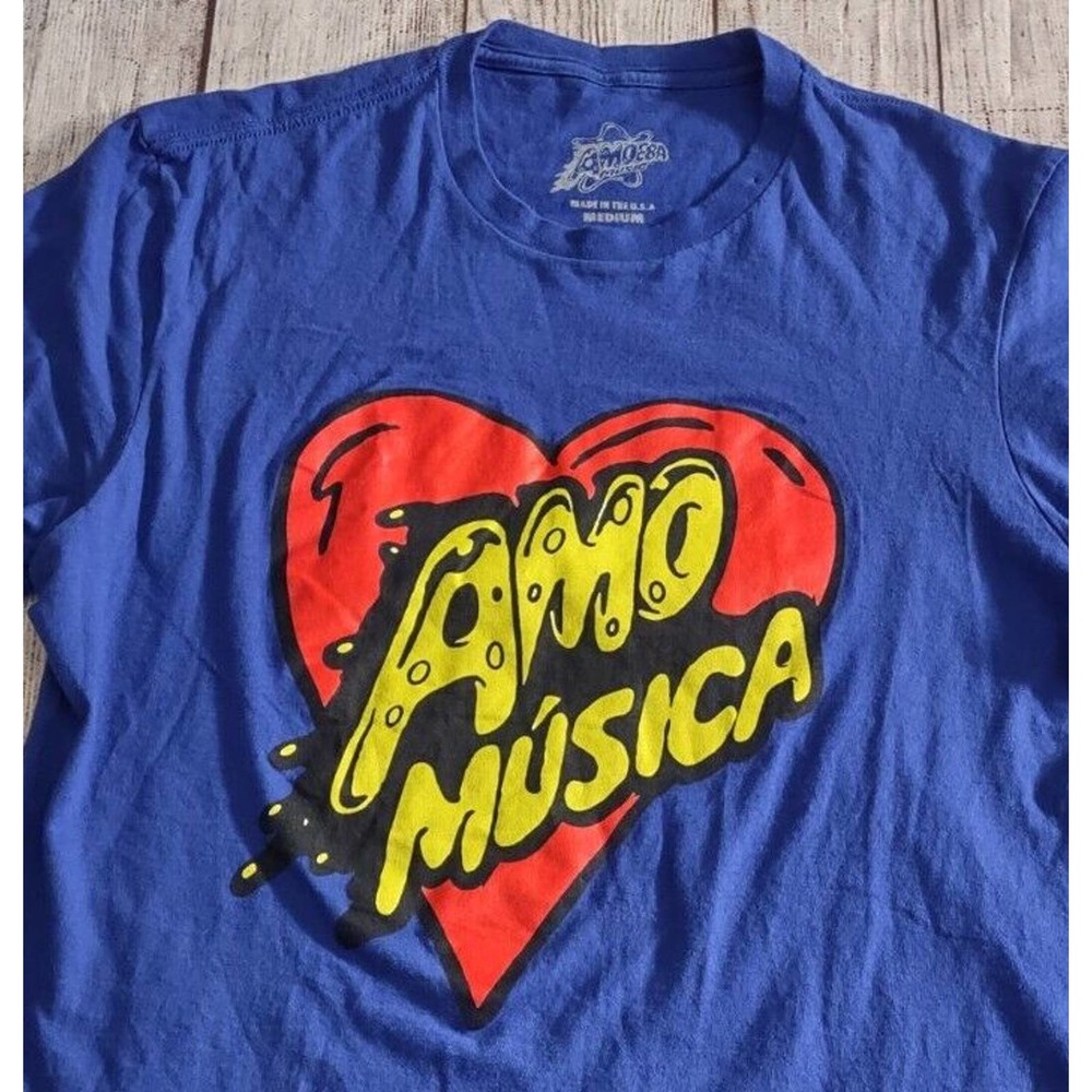 Amoeba Music "Amo Musica" Blue Shirt Size M EUC